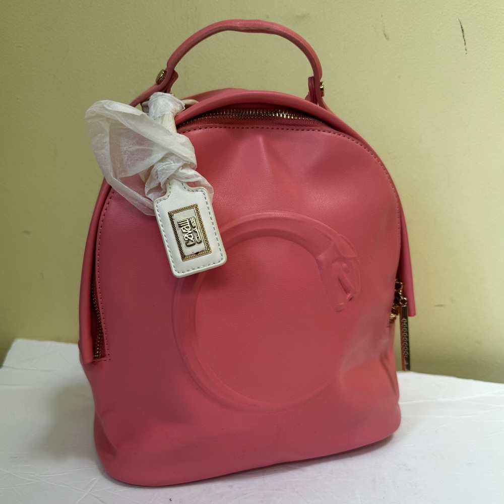 Roberto Cavalli Class NEW Snake Logo Pink Leather Backpack Shoulder Bag Chain - Picture 4 of 16